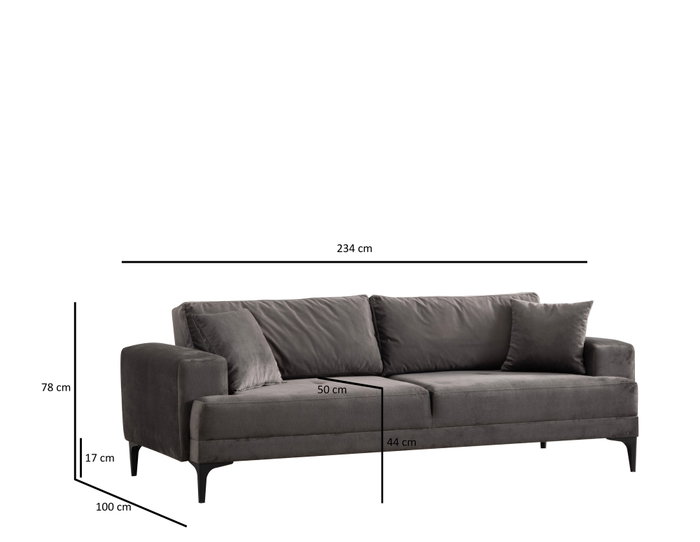 Atelier Del Sofa Sofá 3 Plazas Astana - Antracita
